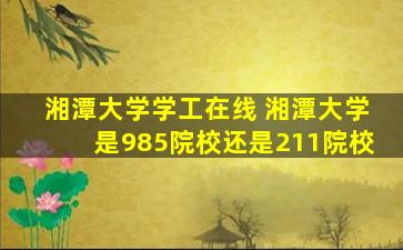 湘潭大学学工在线 湘潭大学是985院校还是211院校